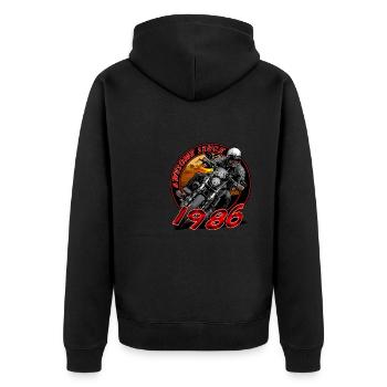 Awesome since 1986, Biker Geburtstag - Unisex Premium Bio Zip Hoodie - Schwarz - Hinten - Nico (187cm)