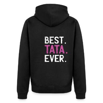 Meilleur cadeau Tata pour tante Tante Français citation - Veste à capuche bio Premium Unisexe - noir - Dos - Nico (187cm)