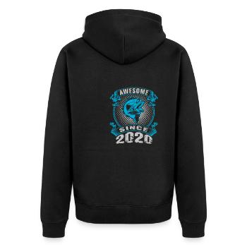 Awesome since 2020. Angel, Angler Geburtstag - Unisex Premium Bio Zip Hoodie - Schwarz - Hinten - Nico (187cm)