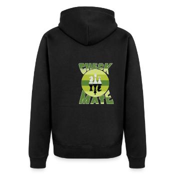 denk wie ein Schachmeister - Unisex Premium Bio Zip Hoodie - Schwarz - Hinten - Nico (187cm)
