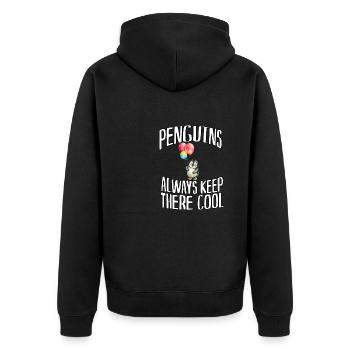 Luftballon-Abenteuer mit dem Pinguin - Unisex Premium Bio Zip Hoodie - Schwarz - Hinten - Nico (187cm)