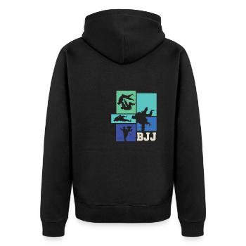 Cool BJJ | BrazilianJiuJitsu - Unisex Premium Organic Zip Hoodie - black - Back - Nico (187cm)