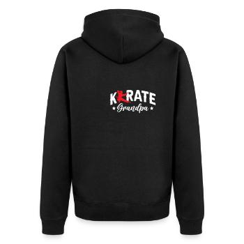 Karate Grandpa | Karate - Unisex Premium Organic Zip Hoodie - black - Back - Nico (187cm)