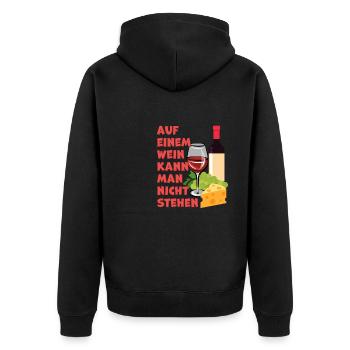 Spruch für Weinliebhaber, Wortspiel mit Wein - Unisex Premium Bio Zip Hoodie - Schwarz - Hinten - Nico (187cm)