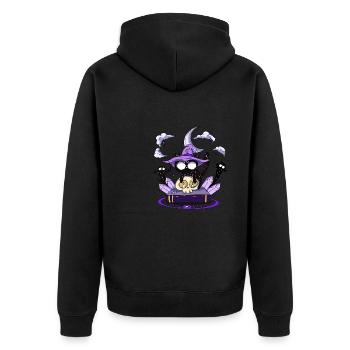 Magic Cat Ghosts Summoning Cats Magic Book - Unisex Premium Organic Zip Hoodie - black - Back - Nico (187cm)