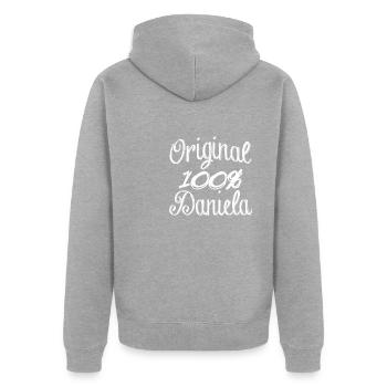 Original 100% Daniela - Unisex Premium Organic Zip Hoodie - heather grey - Back - Nico (187cm)