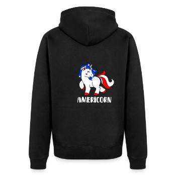 July 4th Americorn - Unisex Premium Organic Zip Hoodie - black - Back - Nico (187cm)