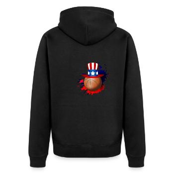 July 4th Basketball US Hat - Unisex Premium Organic Zip Hoodie - black - Back - Nico (187cm)