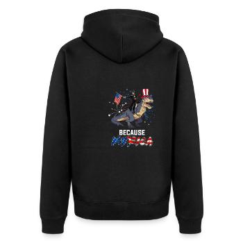 July 4th Because America - Unisex Premium Organic Zip Hoodie - black - Back - Nico (187cm)