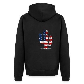 July 4th Cactus US Flag - Unisex Premium Organic Zip Hoodie - black - Back - Nico (187cm)