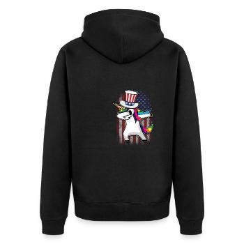 4 juillet Dabbing Unicorn America - Veste à capuche bio Premium Unisexe - noir - Dos - Nico (187cm)