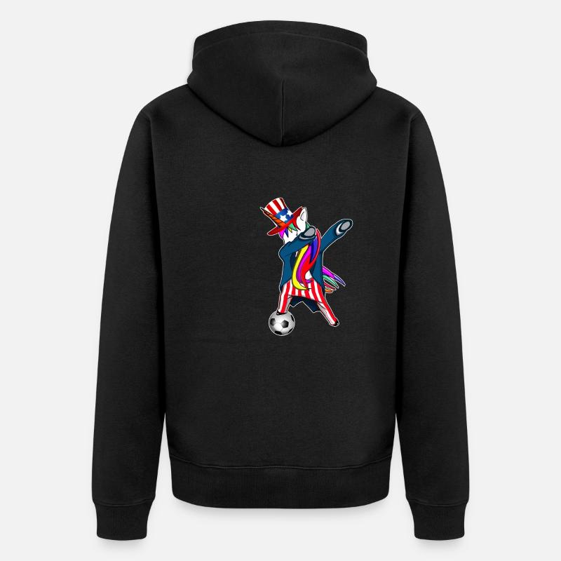 4. Juli Dabbing US-Einhorn - Unisex Premium Bio Zip Hoodie - Schwarz