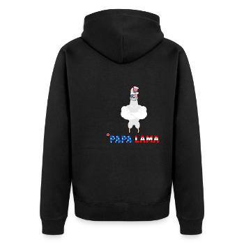 July 4th Papa Lama - Unisex Premium Organic Zip Hoodie - black - Back - Nico (187cm)