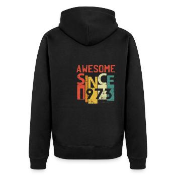 Genial seit 1973 50. Geburtstag Retro-Klassiker - Unisex Premium Bio Zip Hoodie - Schwarz - Hinten - Nico (187cm)