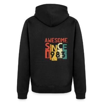 Awesome Since 1983 40th Birthday Retro Classic - Unisex Premium Organic Zip Hoodie - black - Back - Nico (187cm)
