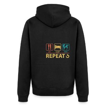 Eat Sleep MMA Repeat Vintage Funny - Unisex Premium Organic Zip Hoodie - black - Back - Nico (187cm)
