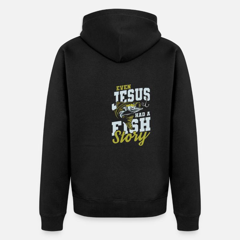 L’histoire de Jésus Fish - Veste à capuche bio Premium Unisexe - noir