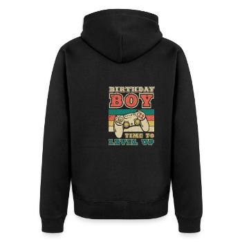 Time to ascend - Unisex Premium Organic Zip Hoodie - black - Back - Nico (187cm)
