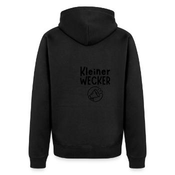 Kleiner Wecker Baby Alarm Geschenk Geburt - Unisex Premium Bio Zip Hoodie - Schwarz - Hinten - Nico (187cm)