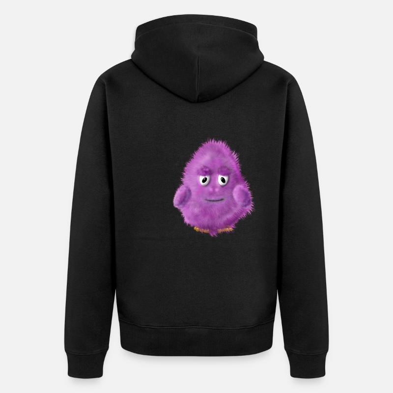 Mignon petit monstre rose câlin - Veste à capuche bio Premium Unisexe - noir
