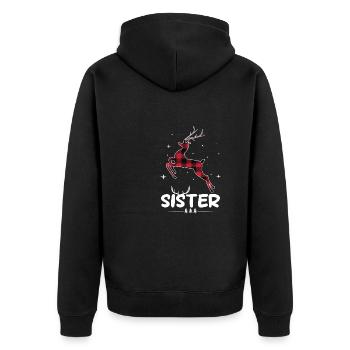 Renne à carreaux rougesSoeur Noël - Veste à capuche bio Premium Unisexe - noir - Dos - Nico (187cm)