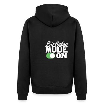 Mode anniversaire sur Fun Celebration - Veste à capuche bio Premium Unisexe - noir - Dos - Nico (187cm)