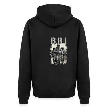 BRI BAC Special Unit France - Unisex Premium Organic Zip Hoodie - black - Back - Nico (187cm)