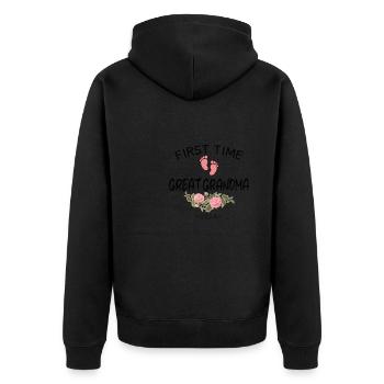 First time great grandma 2024 New Baby for granny - Unisex Premium Organic Zip Hoodie - black - Back - Nico (187cm)