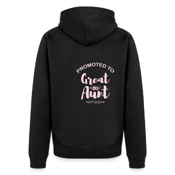 Promoted to Great Aunt Est 2024 - Unisex Premium Organic Zip Hoodie - black - Back - Nico (187cm)