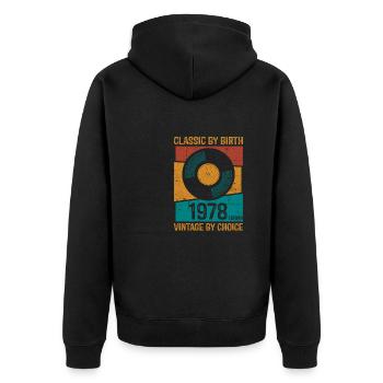 1978 Vintage Vinyl Classic Birth - Unisex Premium Organic Zip Hoodie - black - Back - Nico (187cm)