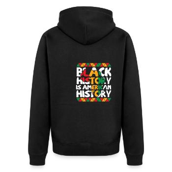 Schwarze Geschichte ist amerikanische Geschichte Patriotisches Afrika - Unisex Premium Bio Zip Hoodie - Schwarz - Hinten - Nico (187cm)