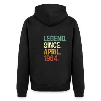 Legend since April 1964 60th Birthday Gifts - Unisex Premium Organic Zip Hoodie - black - Back - Nico (187cm)