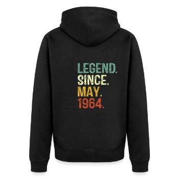 Legend since May 1964 60th Birthday Gifts - Unisex Premium Organic Zip Hoodie - black - Back - Nico (187cm)