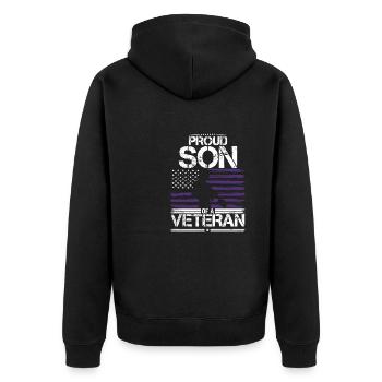 Fier fils vétéran des États-Unis drapeau violet vers le haut - Veste à capuche bio Premium Unisexe - noir - Dos - Nico (187cm)