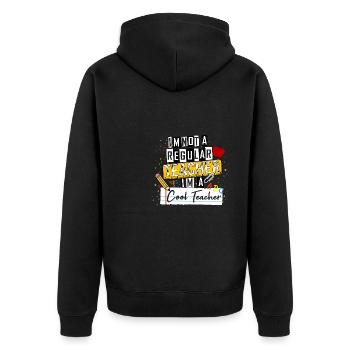 Ich bin kein normaler Lehrer Ich bin ein cooler Lehrer Lustig - Unisex Premium Bio Zip Hoodie - Schwarz - Hinten - Nico (187cm)