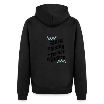 Busy Raising Feral Children, Funny Mom - Unisex Premium Organic Zip Hoodie - black - Back - Nico (187cm)