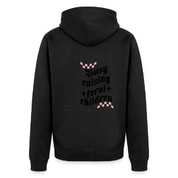 Busy Raising Feral Children, Funny Mom - Unisex Premium Organic Zip Hoodie - black - Back - Nico (187cm)