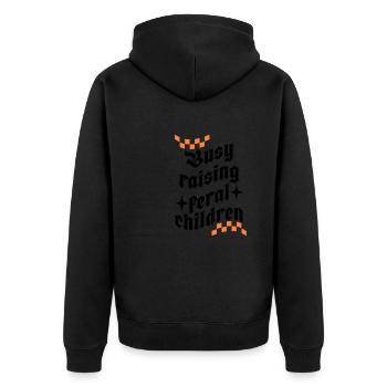 Busy Raising Feral Children, Funny Mom - Unisex Premium Organic Zip Hoodie - black - Back - Nico (187cm)