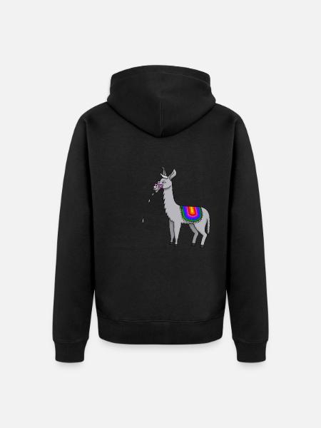 Spitting Llama - Unisex Premium Organic Zip Hoodie - black