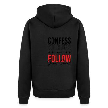 Folgen Sie Jesus Bibelstudium Glaube Gott - Unisex Premium Bio Zip Hoodie - Schwarz - Hinten - Nico (187cm)