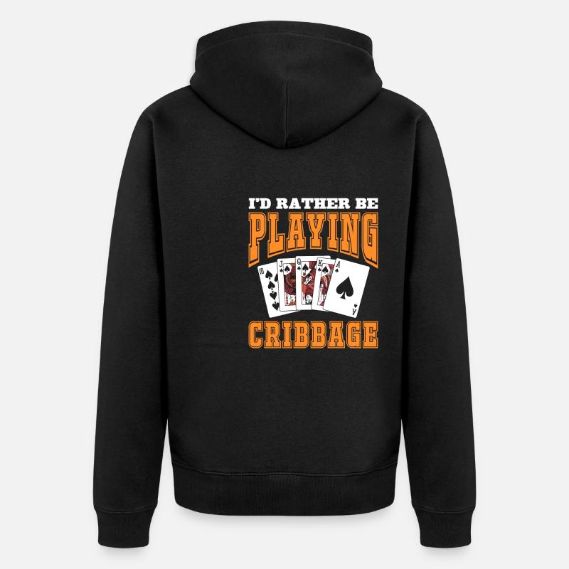 Je préfère jouer au cribbage - Veste à capuche bio Premium Unisexe - noir