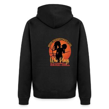 Basketball Spruch Motiv I Basketballer - Unisex Premium Bio Zip Hoodie - Schwarz - Hinten - Nico (187cm)