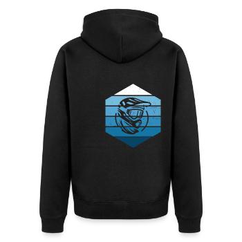 Damen Mountainbike Radfahren Herren MTB Radfahrer - Unisex Premium Bio Zip Hoodie - Schwarz - Hinten - Nico (187cm)