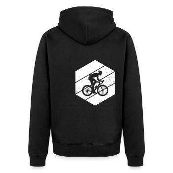 Roadbike Rennrad Rennradfahren Herren Damen - Unisex Premium Bio Zip Hoodie - Schwarz - Hinten - Nico (187cm)