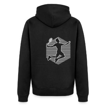 Squash Men Badminton Player Women - Unisex Premium Organic Zip Hoodie - black - Back - Nico (187cm)