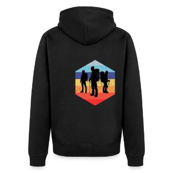 Kletterer Bouldering Damen Herren Climber - Unisex Premium Bio Zip Hoodie - Schwarz - Hinten - Nico (187cm)
