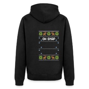 Oh Snap - Ugly Christmas - Unisex Premium Bio Zip Hoodie - Schwarz - Hinten - Nico (187cm)