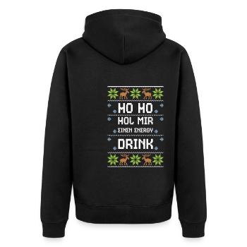 Ho Ho Get Me an Energy Drink - Unisex Premium Organic Zip Hoodie - black - Back - Nico (187cm)