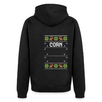 Corn - Ugly Christmas - Unisex Premium Organic Zip Hoodie - black - Back - Nico (187cm)