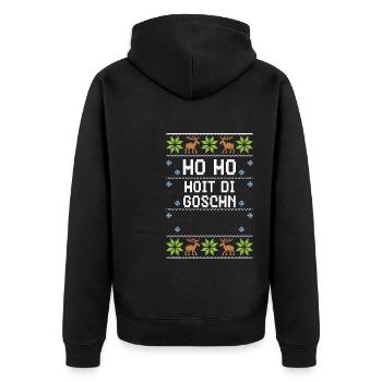 Ho Ho Hoit Di Goschn - Unisex Premium Bio Zip Hoodie - Schwarz - Hinten - Nico (187cm)